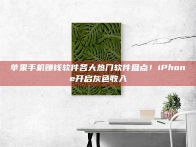 永兴苹果手机赚钱软件各大热门软件盘点！iPhone开启灰色收入